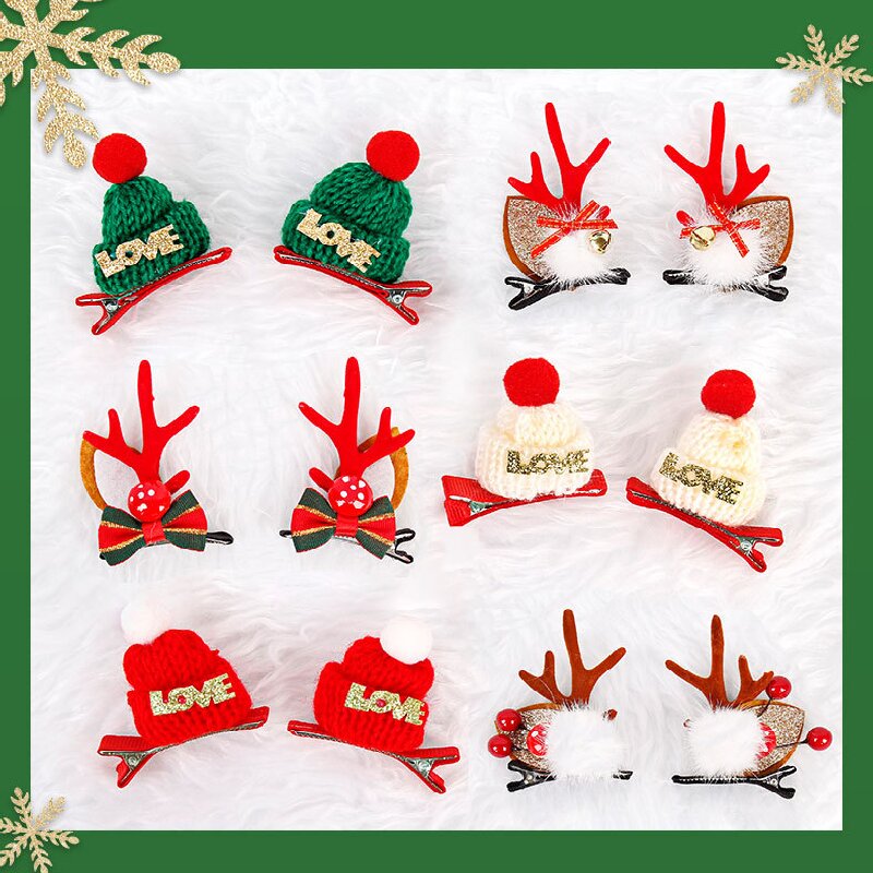Mushroom Summary Festive Christmas Hair Clips for Girls & Women - Fabric & view 3