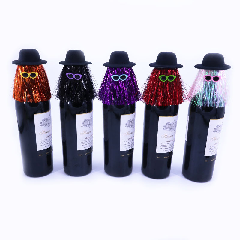 5-PCS Purple Halloween Party Wine Bottle Hats - Spooky Creative Bottle Decorations view 2