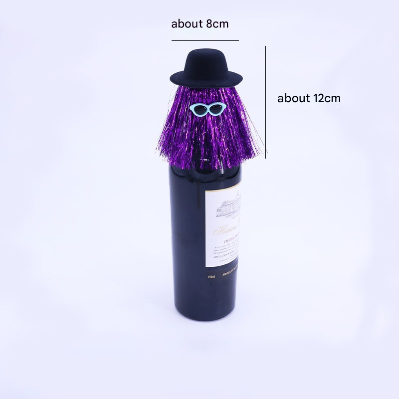 5-PCS Purple Halloween Party Wine Bottle Hats - Spooky Creative Bottle Decorations view 4
