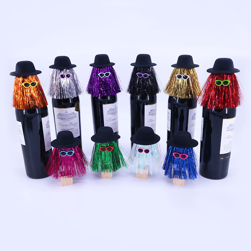 5-PCS Gold Halloween Party Wine Bottle Hats - Spooky Creative Bottle Decorations view 3