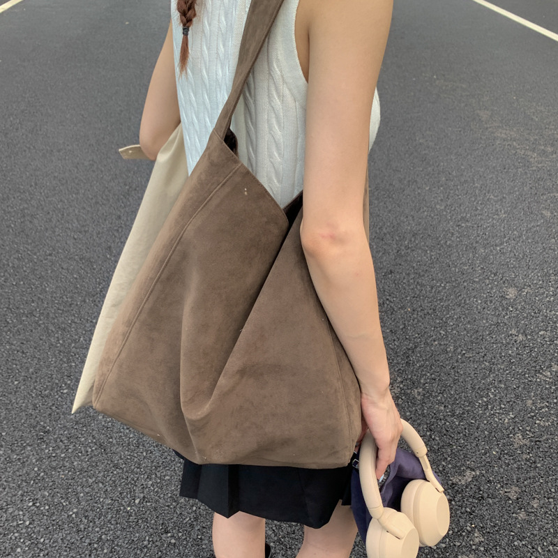 Coffee color New Design Women's Shoulder Bag - Felt Fabric Tote Bag
