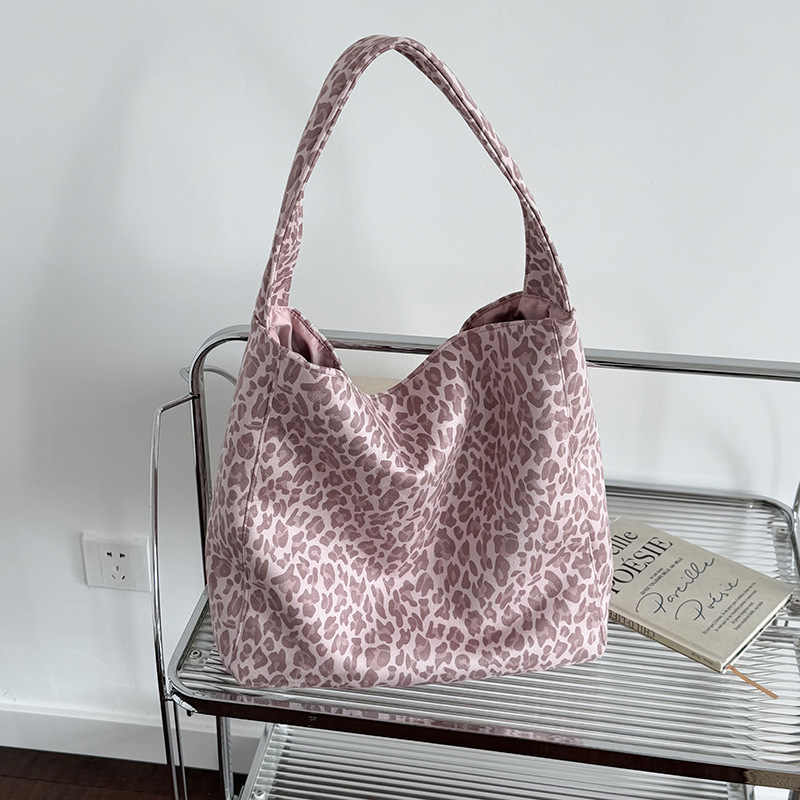Pink leopard print New Design Women's Shoulder Bag - Felt Fabric Tote Bag