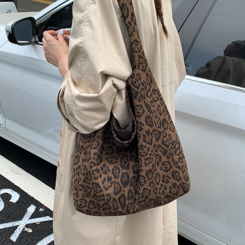 Pink leopard print New Design Women's Shoulder Bag - Felt Fabric Tote Bag view 2