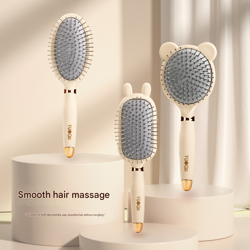 Square comb Soft Touch Air Cushion Hair Brush with Built-in Cleaning Claw view 3