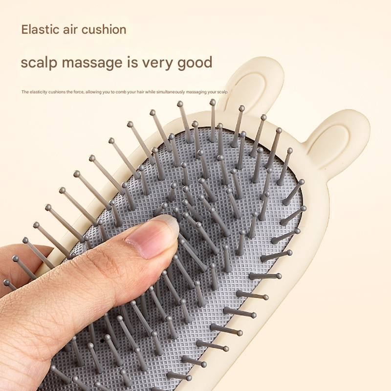 Square comb Soft Touch Air Cushion Hair Brush with Built-in Cleaning Claw view 4
