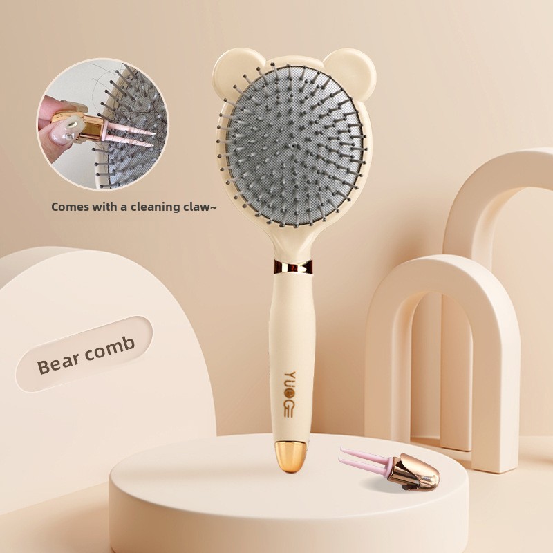 Little Bear Comb Soft Touch Air Cushion Hair Brush with Built-in Cleaning Claw