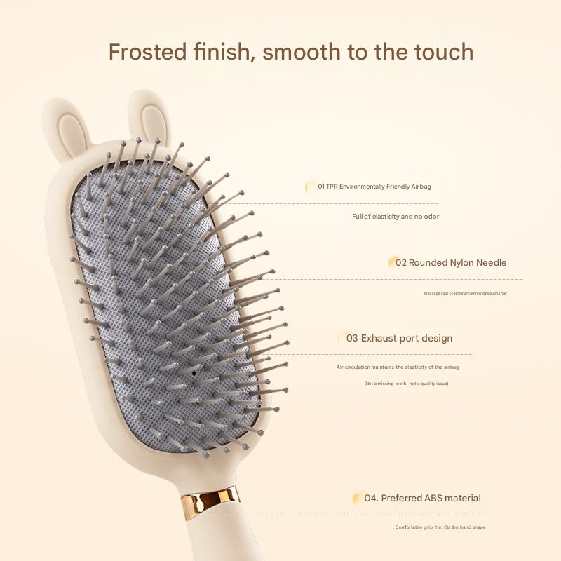 Little Bear Comb Soft Touch Air Cushion Hair Brush with Built-in Cleaning Claw view 2