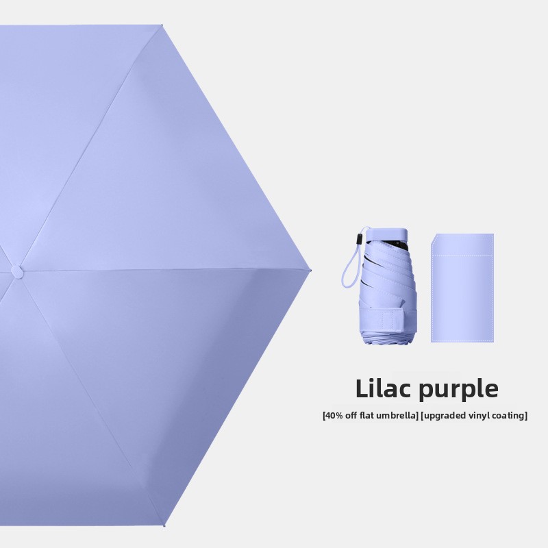 Lilac purple Compact Mini Travel Umbrella UPF50+ UV Protection Waterproof