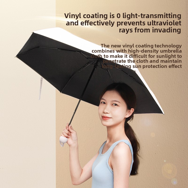 Wutong Apricot Compact Mini Travel Umbrella UPF50+ UV Protection Waterproof view 3