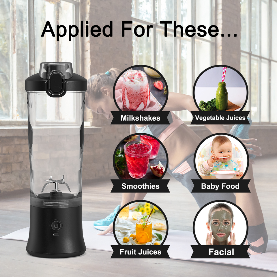 White Portable Blender 600ml Personal Smoothie Maker USB Rechargeable Juicer view 2