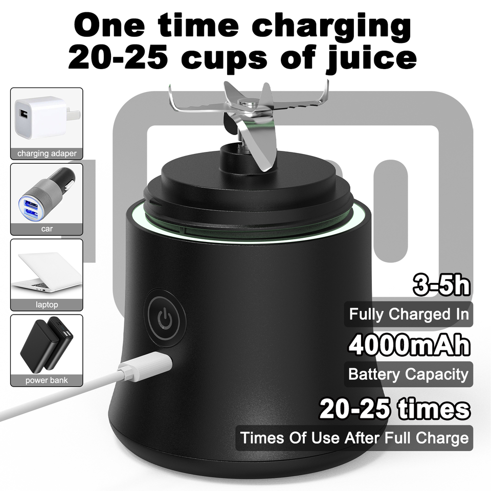Blue Portable Blender 600ml Personal Smoothie Maker USB Rechargeable Juicer view 4