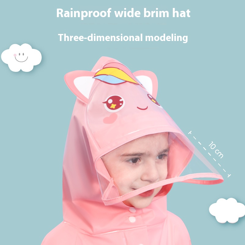 Pink unicorn Kids Waterproof Raincoat with Expandable Backpack Slot Hooded view 2