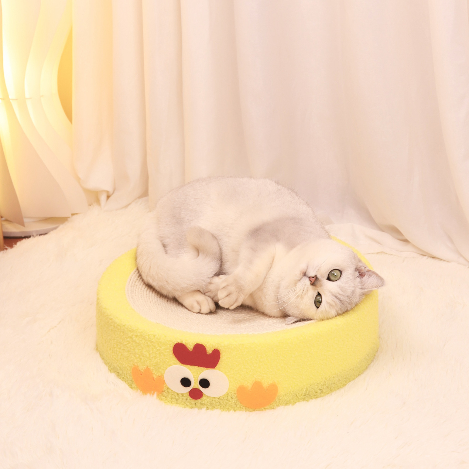 Round braised chicken in yellow sauce Large Cat Scratcher Bed 2 in 1 Sisal