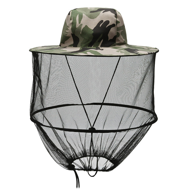 Phantom Camouflage Outdoor Fishing Hat with Mesh Head Net Sun Protection