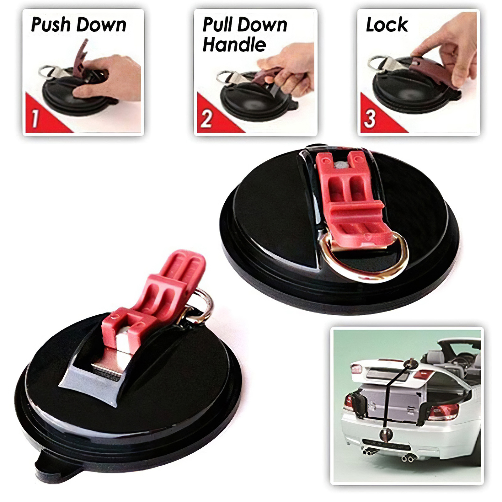 4 Pack Sky blue plate + red buckle Heavy Duty Suction Cup Anchors with S-Hooks view 2
