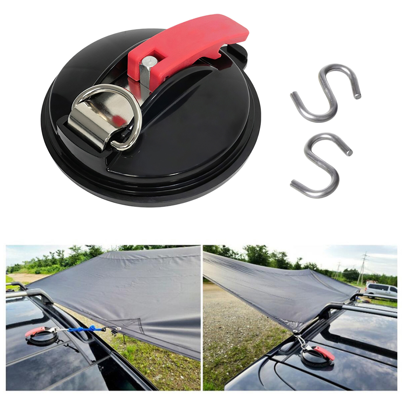 4 Pack Sky blue plate + red buckle Heavy Duty Suction Cup Anchors with S-Hooks view 4