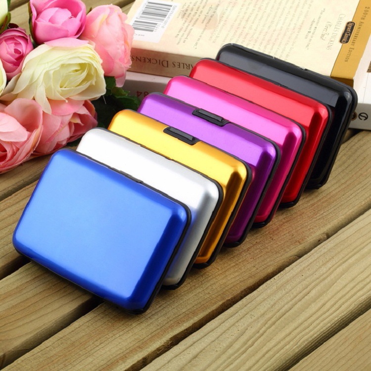 3-Pcs Purple Slim Aluminium Credit Card Holder RFID Blocking Wallet Hard Shell view 3