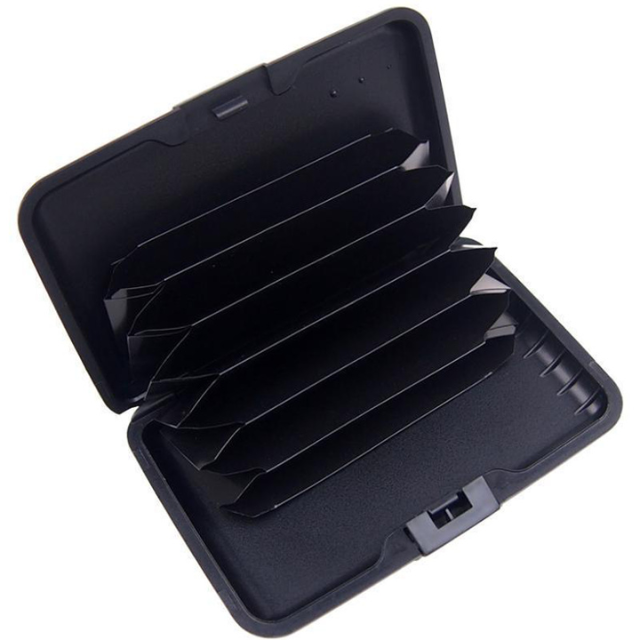 3-Pcs Black Slim Aluminium Credit Card Holder RFID Blocking Wallet Hard Shell view 2