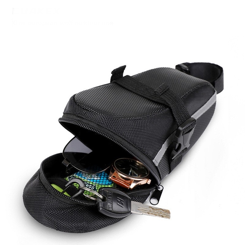 Blue Water Resistant Bicycle Saddle Bag Under Seat Wedge Pack with Reflective view 4