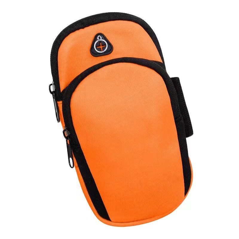 Orange Sports Running Armband Bag Water Resistant Phone Pouch with Dual Zipper