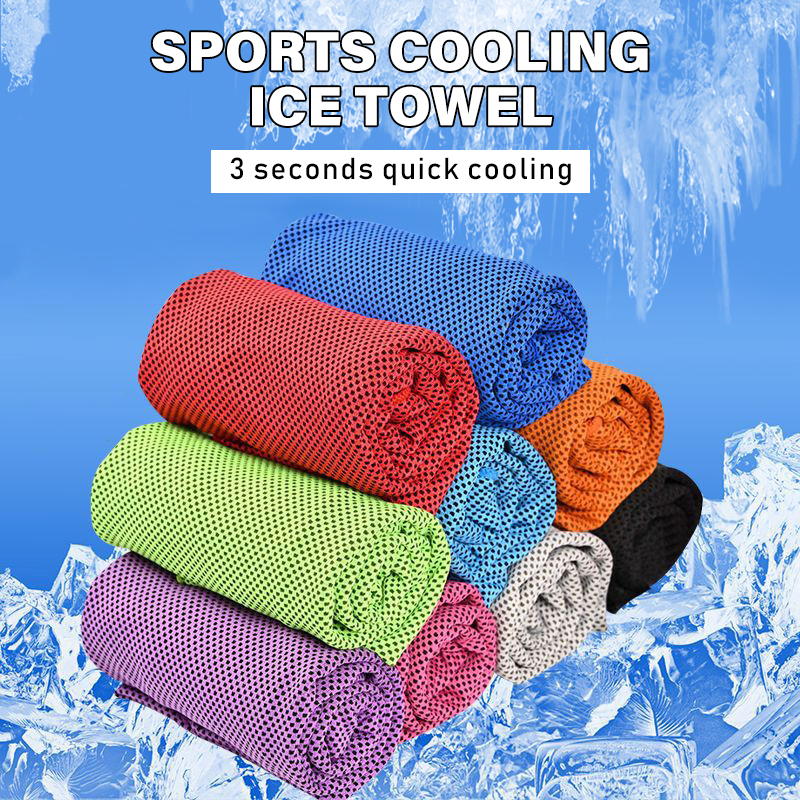 Rose red 5 Pack Instant Cooling Towel Set Soft Breathable Sports Sweat Towel view 2