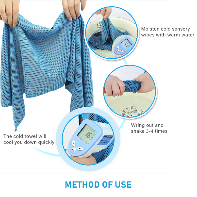 Rose red 5 Pack Instant Cooling Towel Set Soft Breathable Sports Sweat Towel view 4