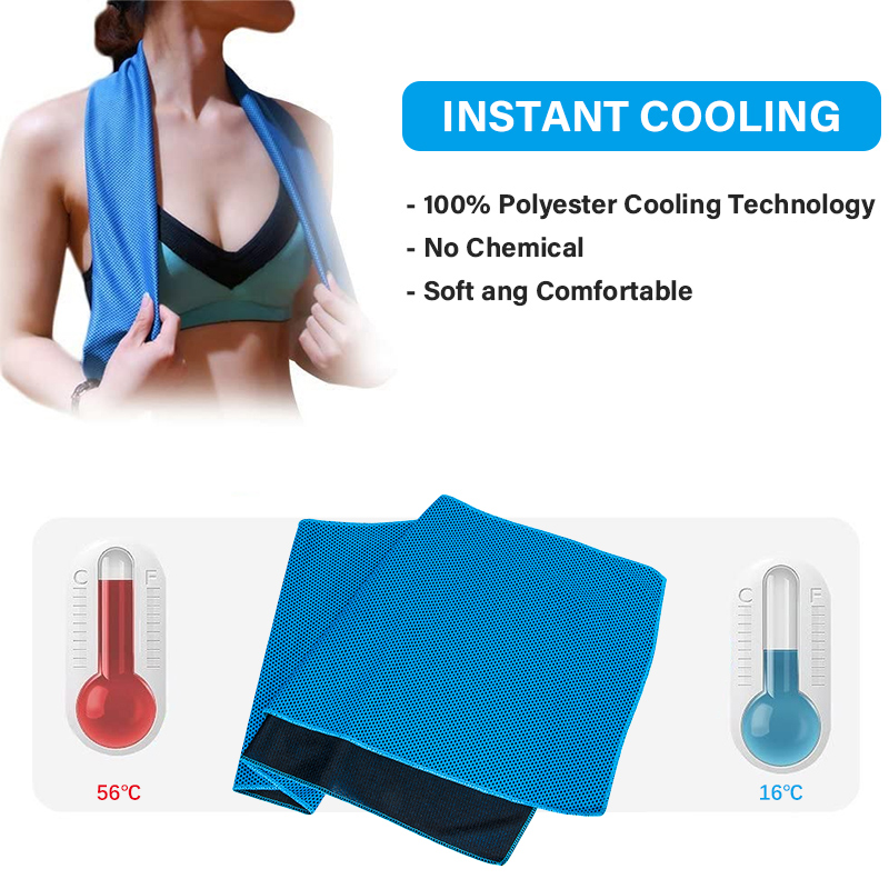 Orange 5 Pack Instant Cooling Towel Set Soft Breathable Sports Sweat Towel for view 3