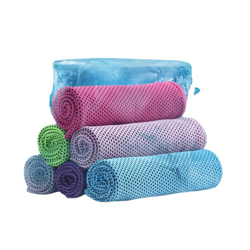 Orange 5 Pack Instant Cooling Towel Set Soft Breathable Sports Sweat Towel for view 6