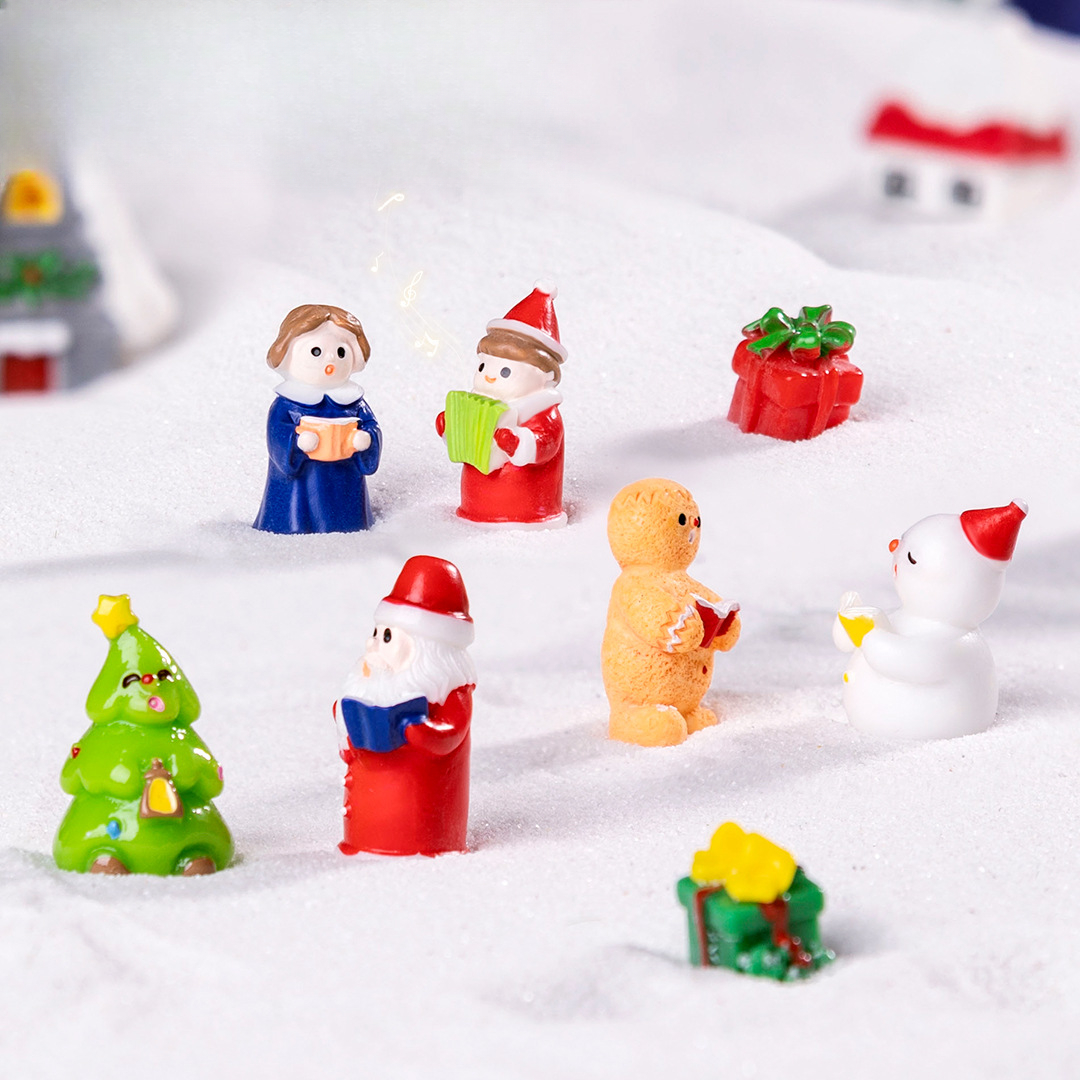 Yellow gingerbread man 5 Pack Miniature Christmas Figurines DIY Micro view 3