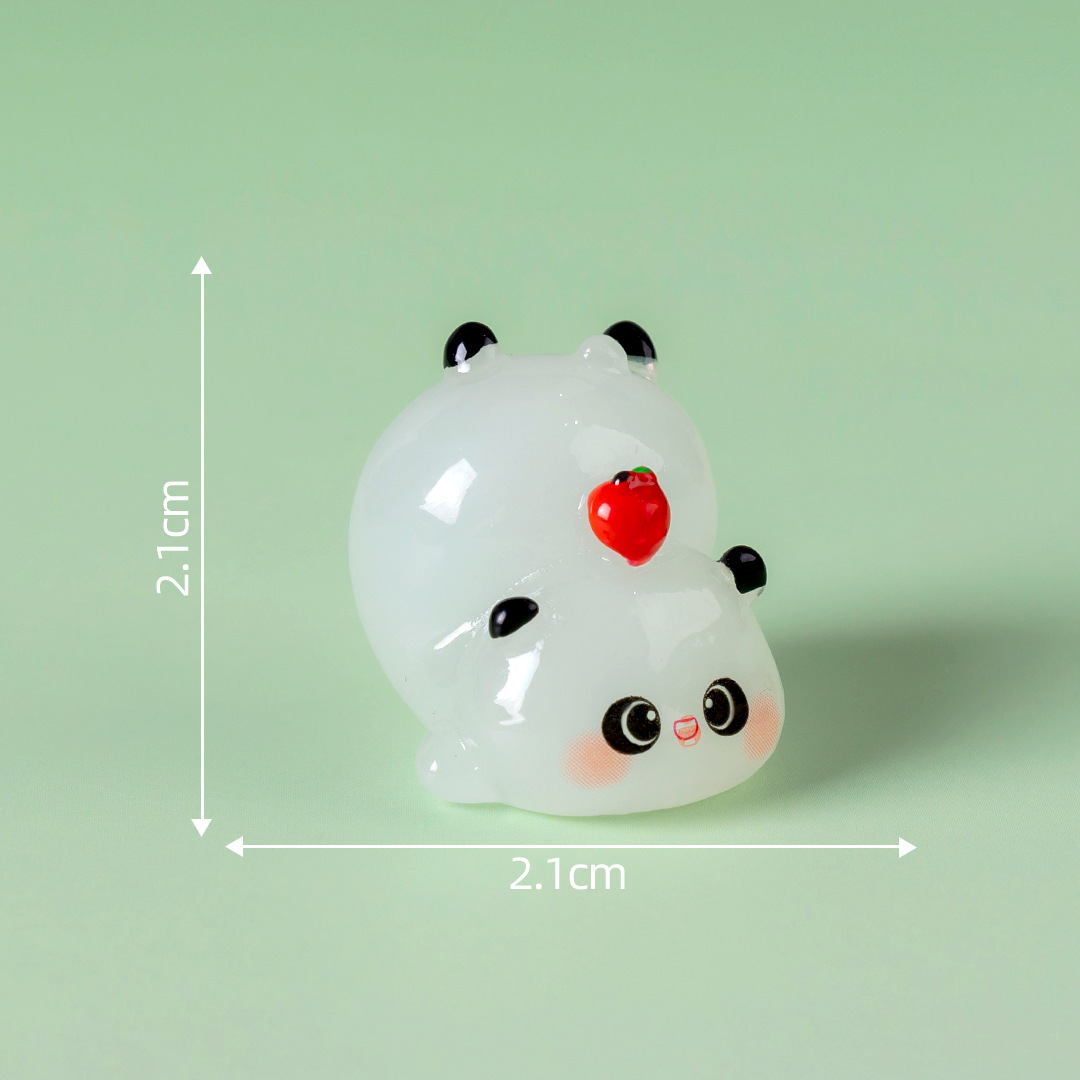 5-PCS Transparent pounce Cute Glow in the Dark Panda Figurines Resin Miniature — image 1