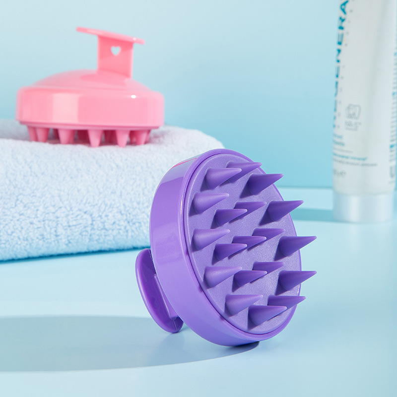 5-Pcs Purple Soft Scalp Massager Shampoo Brush with Detachable Bristles