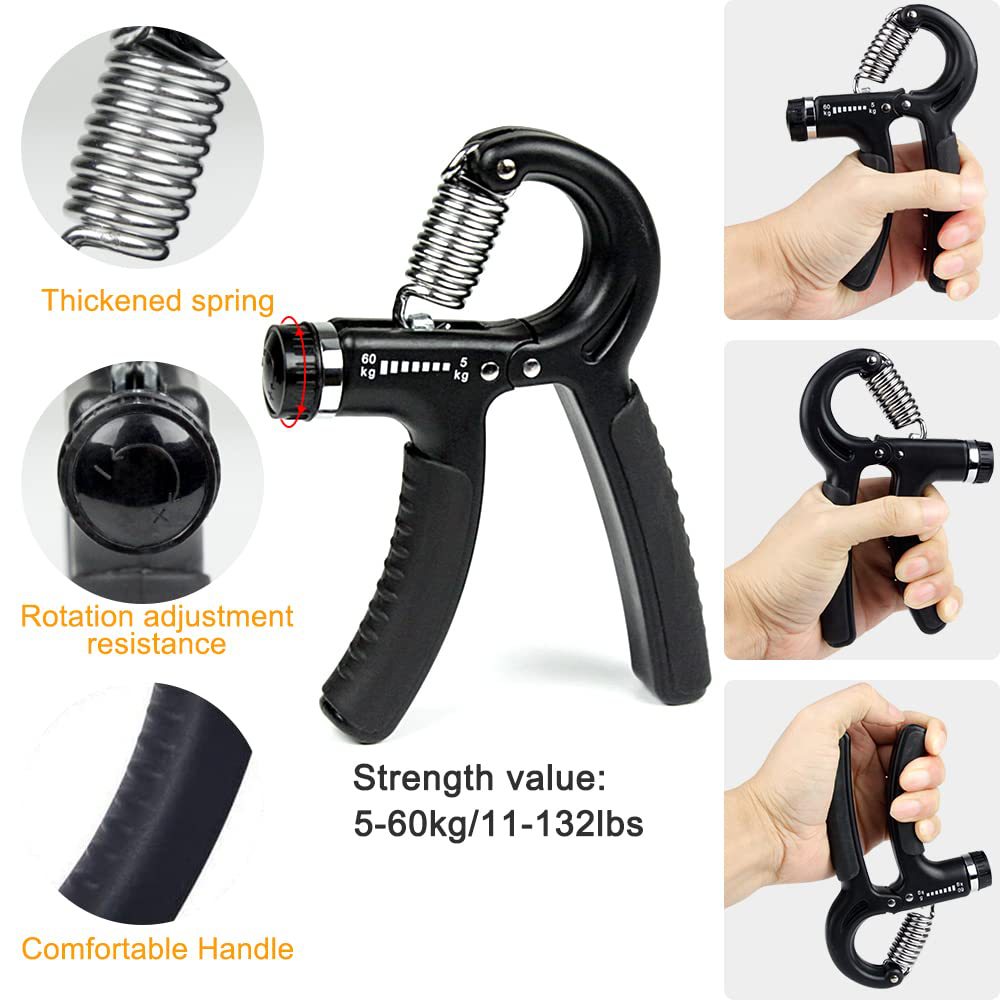 Orange 5 in 1 Hand Grip Strengthener Kit Adjustable Resistance Finger view 2