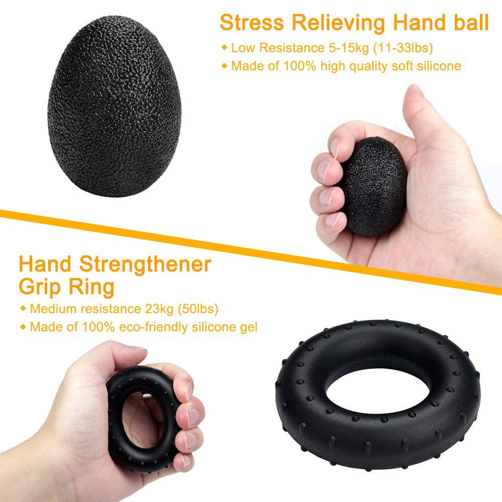 Orange 5 in 1 Hand Grip Strengthener Kit Adjustable Resistance Finger view 4