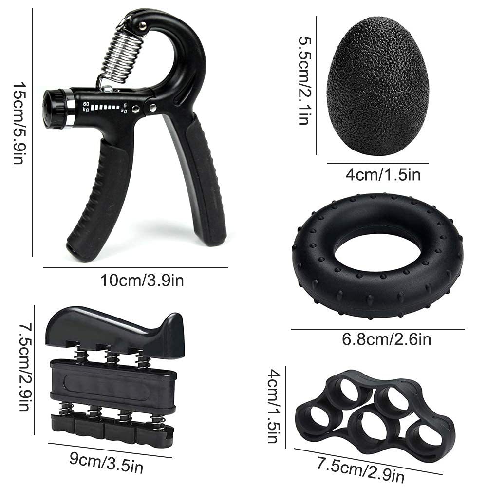 Orange 5 in 1 Hand Grip Strengthener Kit Adjustable Resistance Finger view 5