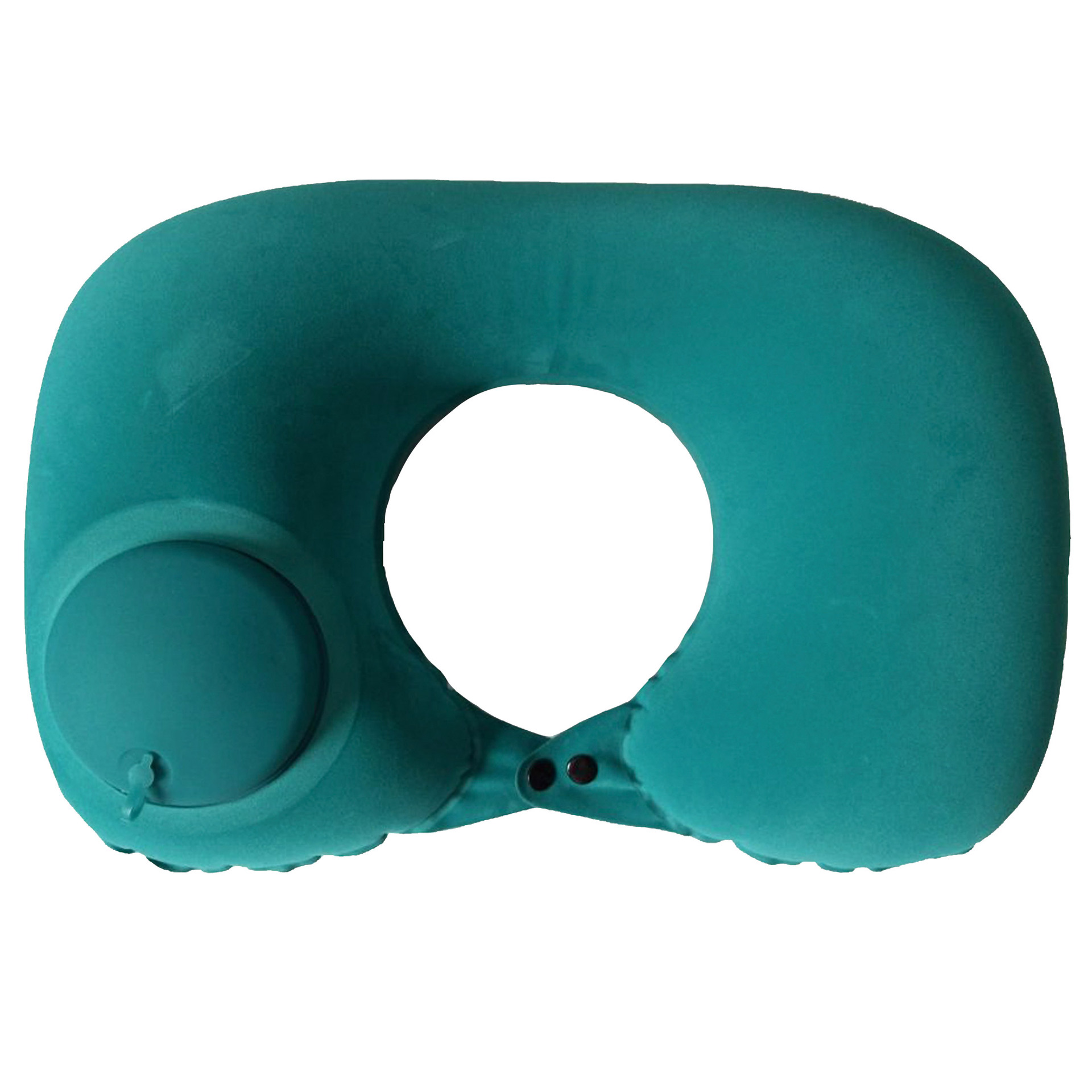 2-PCS Green Inflatable Travel Neck Pillow Press to Inflate U-Shape Soft