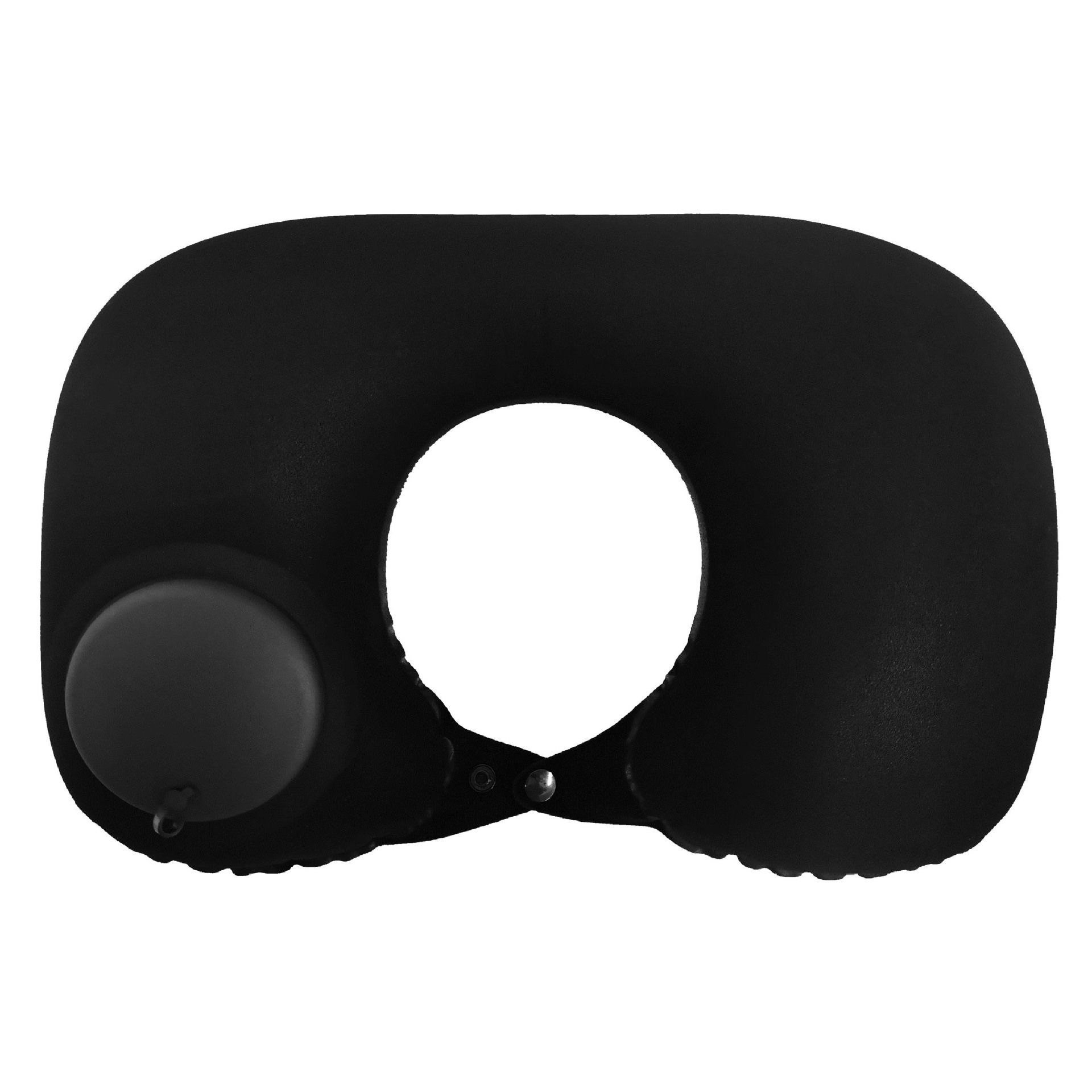 2-PCS Black Inflatable Travel Neck Pillow Press to Inflate U-Shape Soft