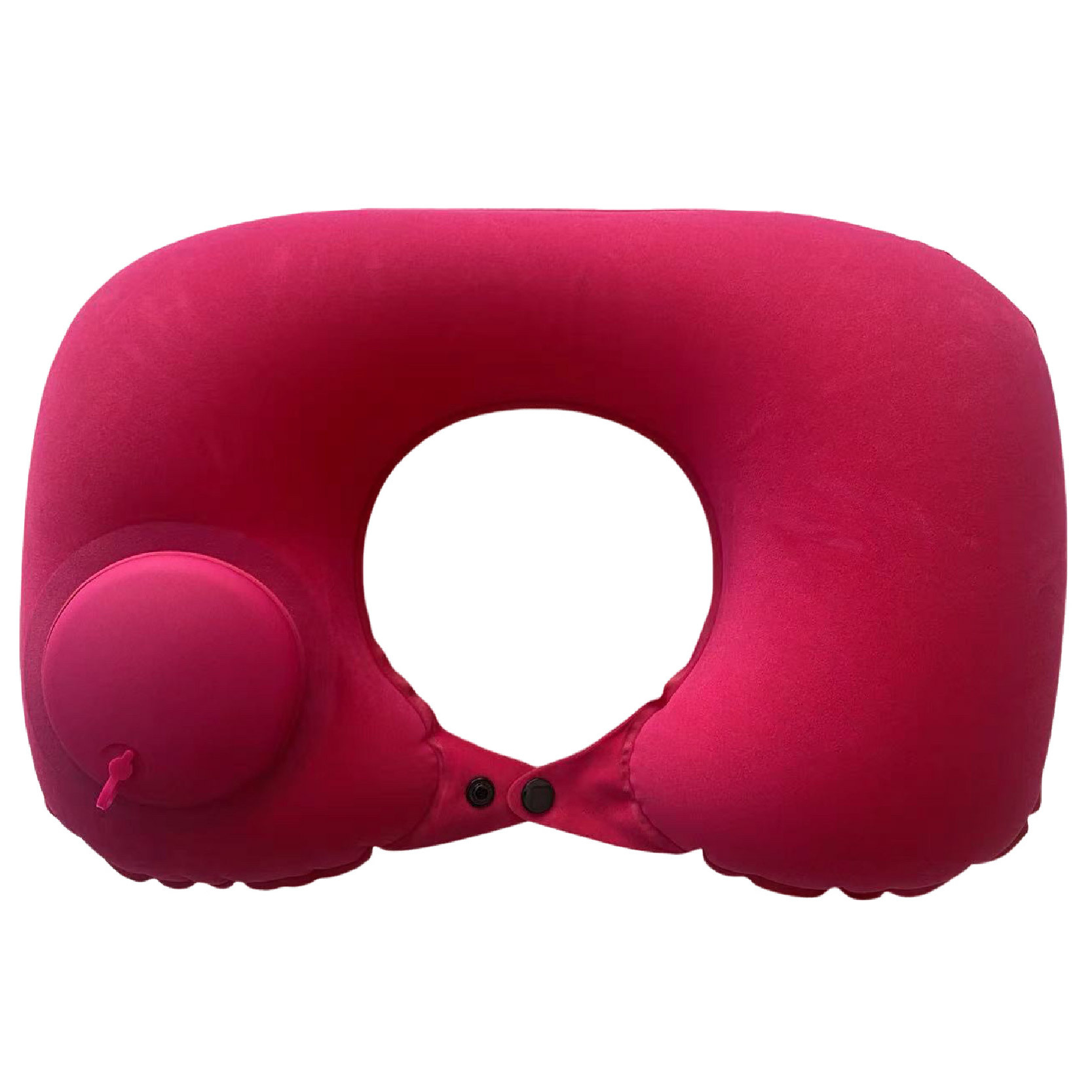 2-PCS Rose red Inflatable Travel Neck Pillow Press to Inflate U-Shape Soft