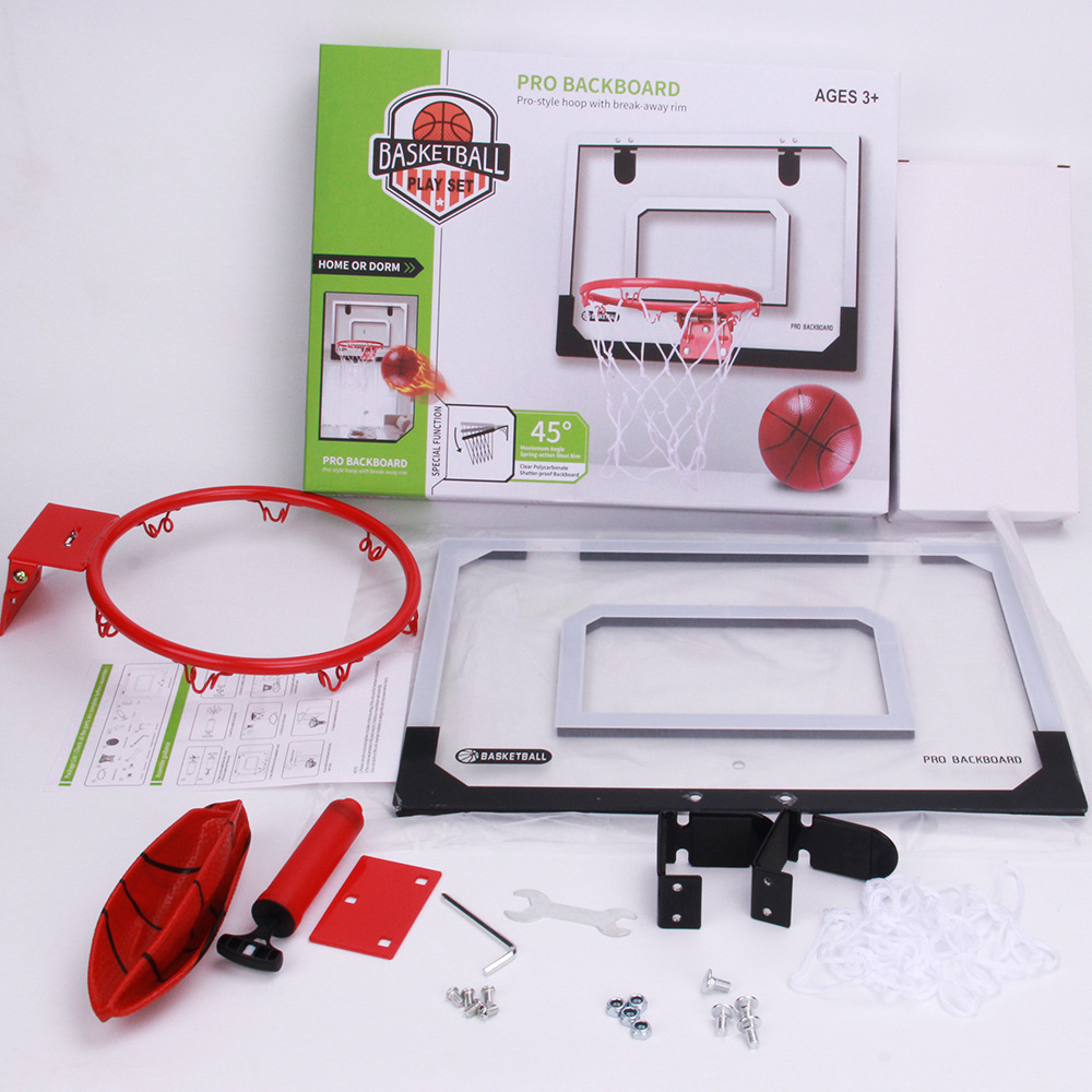 Indoor mini basketball hoop with one 14cm ball Folds flat for door mounting — image 1