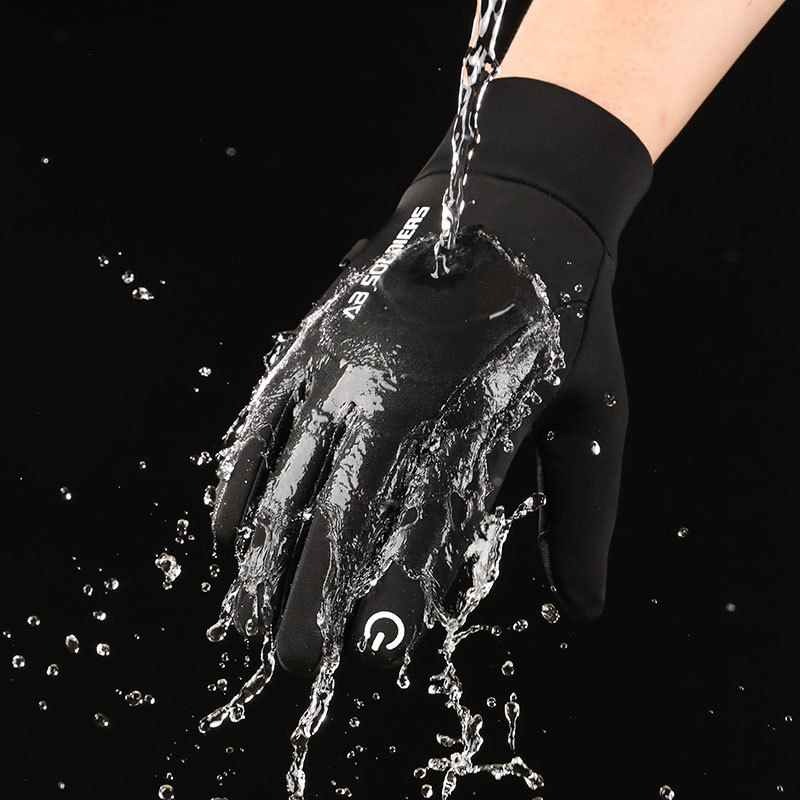 Grey Winter Thermal Gloves for Men Outdoor Cycling Driving Waterproof Touch view 3