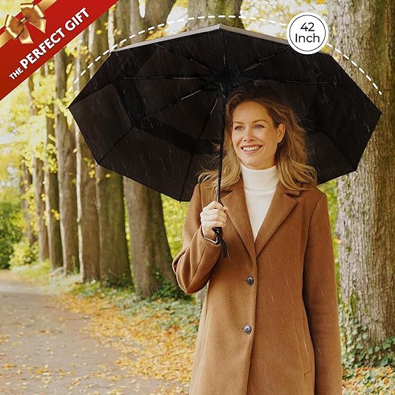 Yellow Automatic Windproof Travel Umbrella Compact Folding Umbrella Auto Open view 2
