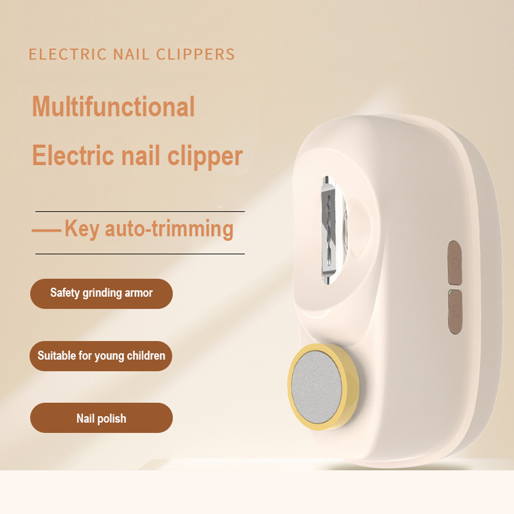 White Electric Nail Clipper and Grinder 2-in-1 Automatic Nail Trimmer with LED view 3