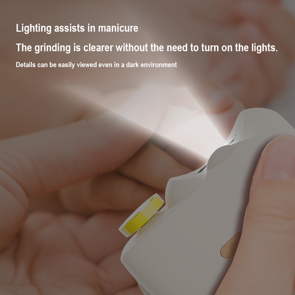 White Electric Nail Clipper and Grinder 2-in-1 Automatic Nail Trimmer with LED view 5