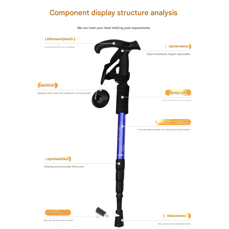 Red Professional Outdoor Trekking Pole – Lightweight Aluminum Alloy Adjustable view 4