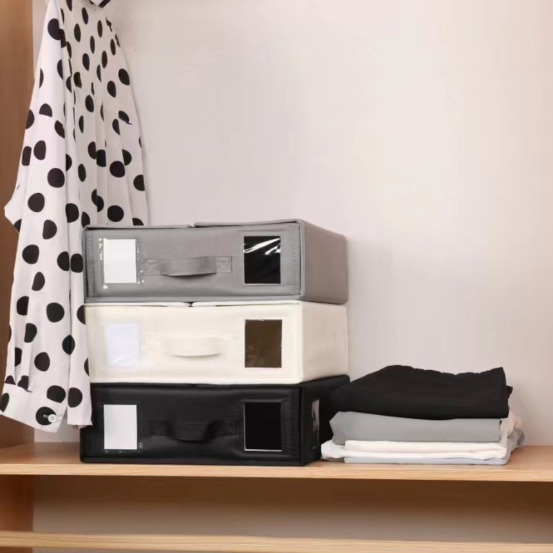 Black Foldable Oxford Fabric Storage Box with Clear Window – Large Capacity view 2