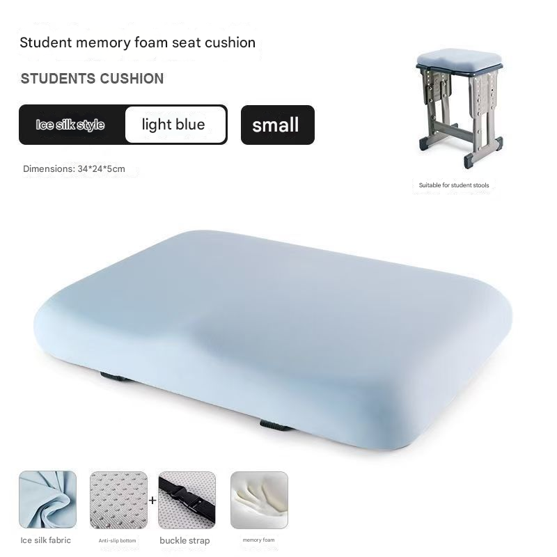 Light blue Ergonomic Memory Foam Student Seat Cushion – 34×24×5cm — image 1