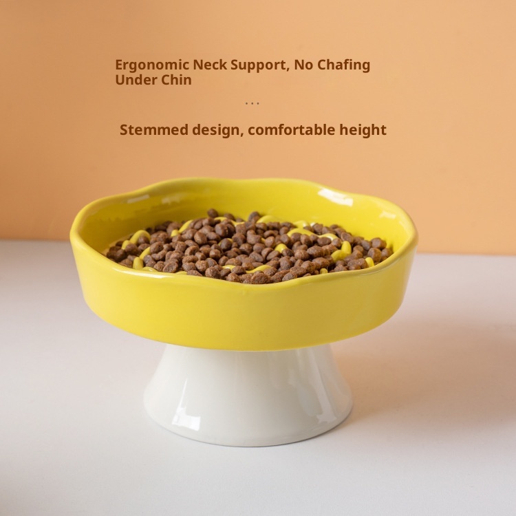 Purple Ceramic Elevated Slow Feeder Bowl Raised Pet Dish 310ml Anti-Vomit view 3