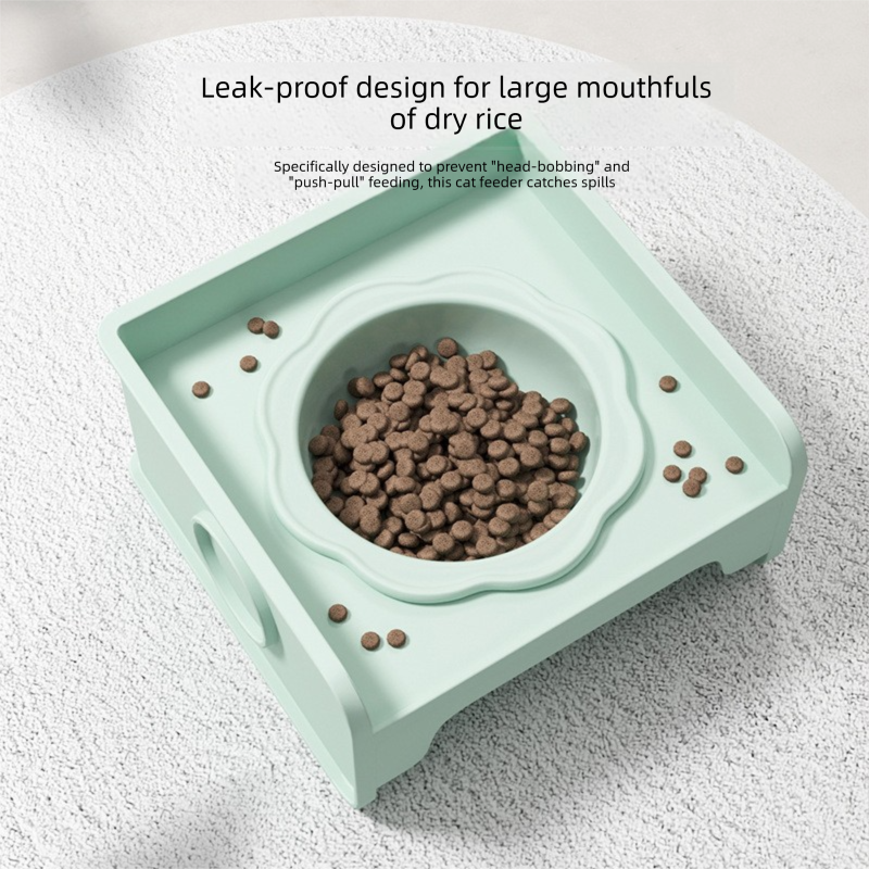Pink Ceramic Raised Cat Bowl with Splash Proof Stand 250ml Elevated Pet Feeder view 4