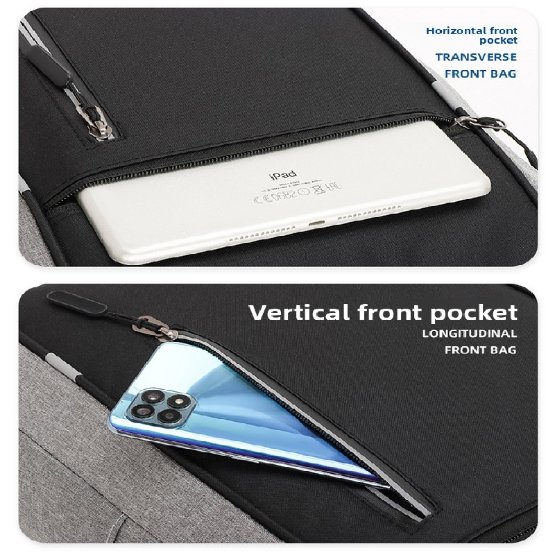 Blue 3 Piece Mens Backpack Set with Sling Bag and Pouch USB Charging Port view 7
