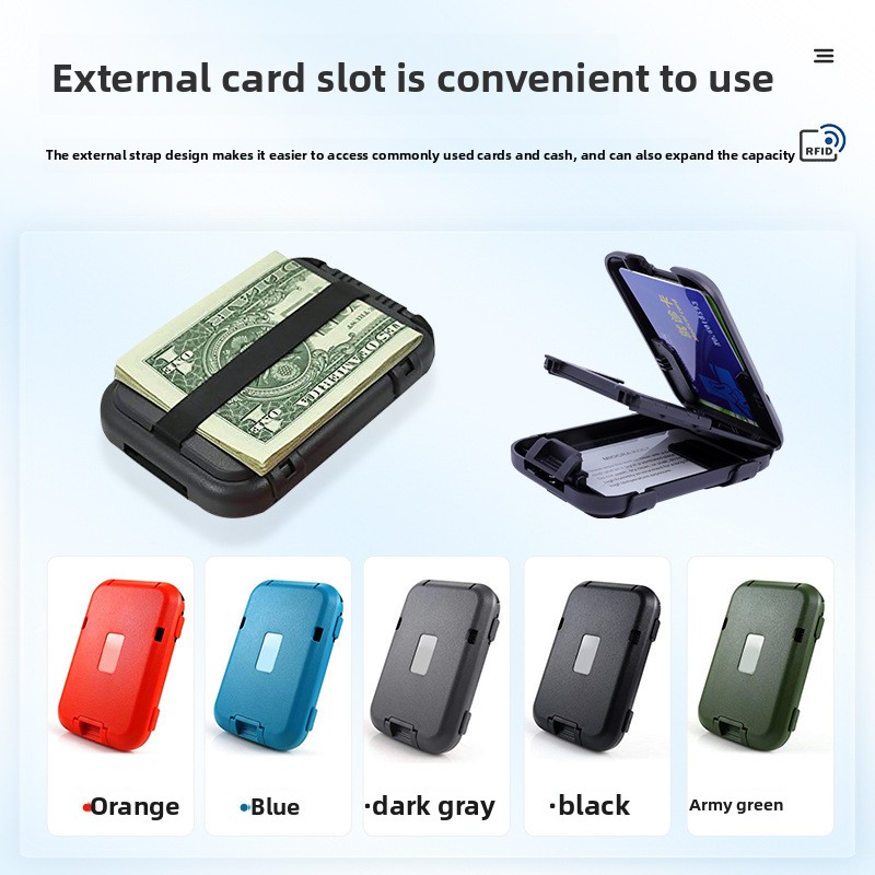 Dark grey RFID Blocking Aluminium Card Holder Wallet Waterproof Hard Shell view 6