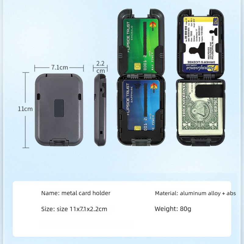 Dark grey RFID Blocking Aluminium Card Holder Wallet Waterproof Hard Shell view 7